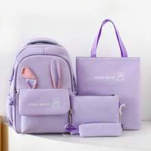 4pcs/Set Cute Lightweight Casual Backpack, Durable Large Capacity Women Backpack - Multicolor - View 2