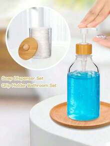 4-Piece Bathroom Wash Set With Minimalist Stripe Design Includes Hand Sanitizer Bottle, Rinse Cup, Toothbrush Holder & Soapboard Back-To-School Home Bathroom Decorating Bathroom Must-Have Combo! The Set Includes A Cute Swab Organizer To Keep Your Swabs Organized And Dry. It Also Comes With Shampoo And Body Soap Dispensing Bottles. Perfect For Organizing Your Bathroom Counter And Making Bath Time More Convenient.