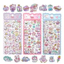 Cute Small 3D Kawaii Stickers - Adorable Cats, Animals And Fantasy Themed Fluffy Transparent Stickers - With Glitter And Gold Accents For Scrapbooking, Phone Case Decor (Random Color Shipped)