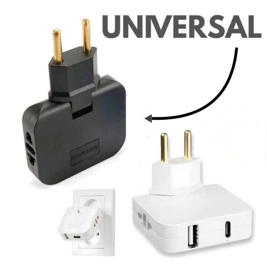 Benjamin Articulated Flexible Portable Bivolt Power Adapter With 4 Inputs, 1 USB And 1 USB-C Supports Current Up To 10A - 查看 1