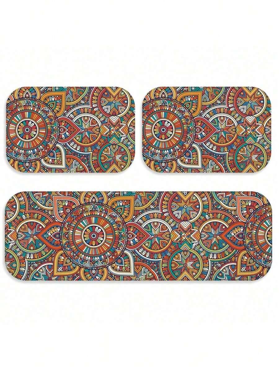 Conjunto 3 Tapetes Cozinha Moderno – Passadeira + Tapetes Decorativos - TPCOZ1280 - Visão 1