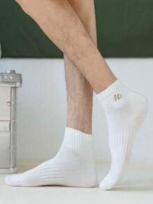 7 Pairs Men's New Multicolor Simple Line Geometric Pattern Casual Low-Cut Ankle Socks, Soft & Comfortable, All Season - Multicolor - View 3