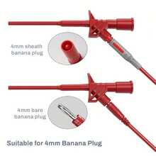 2 piezas Clip de prueba rápida Sonda de prueba flexible de aislamiento Adecuado para multímetro Enchufe banana de 4 mm, Cable de salto de agarre, Probador de alto voltaje profesional, Retraíble de resorte