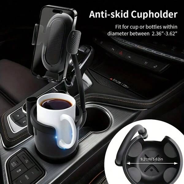 Supporto regolabile 2 in 1 per tazza e telefono da auto, compatibile universalmente con iphone, telefoni Android, regalo per compleanni, famiglia, amici, accessori auto, supporto per telefono da auto