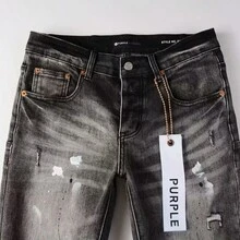 Men's And Women's Jeans, Painted Worn-Out African American High Street Denim Pants, Men's Perforated Art New Harajuku, Men's And Women's Patch Denim Shorts - 黑白灰 - 查看 5