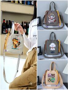 1 Stück neuer Pudel Design Nylon Lässig Umhängetasche, Grau, vielseitige kleine quadratische Umhängetasche für Frauen