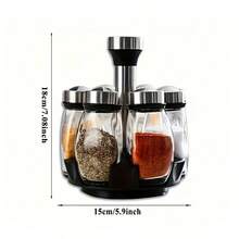 Estantería giratoria para especias con 6 latas, caja giratoria para almacenar especias - Negro - Ver 10