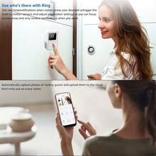 Smart Visual Doorbell With Camera, HD Camera, Wide Angle, Intelligent Voice Intercom, WIFI, Built-In Speaker, Bi-Directional Voice Intercom, Real-Time Alerts, App Control-400 MAh Battery Capacity