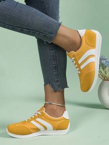 Damen Lässig Flache Sneaker, Runde Zehenkappe Schnürschuhe, geeignet für Frühling, Sommer, Herbst und Winter