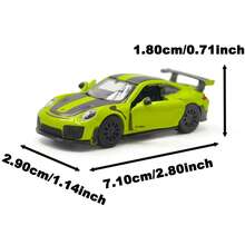 1 件 Burago 1:64 保时捷 GT2 RS 压铸模型车，迷你版，银灰色/黄色/橙色/蓝色/绿色可选，可打开车门，悬挂功能，驾驶平稳，逼真的复制品，适合男孩和女孩的玩具，成人收藏品，办公桌装饰，万圣节/圣诞节/生日礼物 - 彩色 - 查看 2