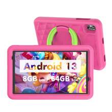 VASOUN Tablet para niños, Tablet de 8 pulgadas para niños con 4GB de RAM y 64GB de ROM, Android 13, Tablet para niños pequeños con WiFi 5G 802.11ac, BT5.0, GMS, A523 de 8 núcleos a 2.0Ghz, pantalla IPS de 1280*800, cámara de 2MP+8MP, control parental, 5000mAh, Tablet educativa para niños con funda (sin adaptador)