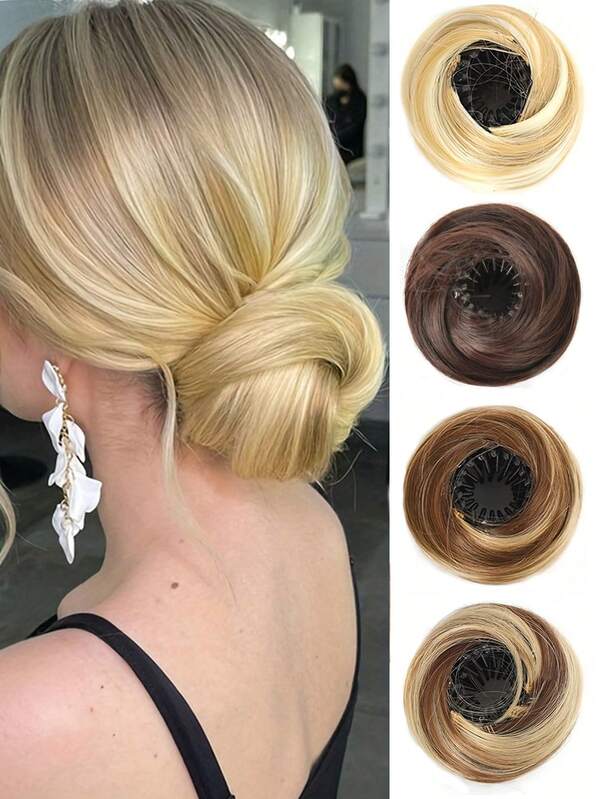 Brownish Black Fake Hair Buns Extensions Bird Nest Hair Clips Hair Accessories Ballet Bun Synthetic Donut Chignon Updo Hairpieces Expandable Bun Fixed Hair Claw Vintage Retractable Ponytail Holder Hairpin Buckles For Women Girls(3Inch)