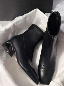 Fall/Winter 2025 Square Toe Hollow Out Chunky Heel Elegant Leather Versatile Side Zipper Over-The-Knee High Boots For Women