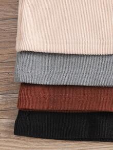 3 件套男童/中性高领罗纹双面羊毛卫衣套装，适合秋冬季休闲外出和休闲穿着 - 彩色 - 查看 5