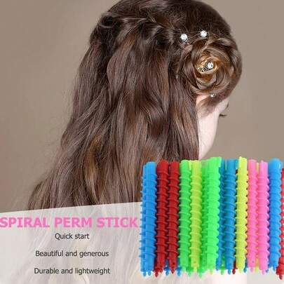 1 包（约 20 个）螺旋卷发棒，DIY 美发工具，女士发饰，美发，旅行，旅行必备，大学必备，卷发棒，柔性卷发器