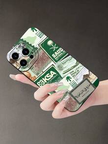 1pc Saudi Arabia Element Printed 2D Pattern Fashion Phone Case, Classic Versatile Personalized High-End Middle Eastern Style Phone Case, Suitable As Birthday, Christmas, Middle Eastern/Western Holiday Gift For Friends, Girlfriends, Classmates, Family, Couples, Matte Black Full Protection Anti-Dust Waterproof Compatible With Iphone 17/16/15/14/13/12/11/7/8/Pro/ProMax/PLUS/X/XR/XS/XSMAX/SE3/SE2 And Galaxy S/A Series - Black - View 5