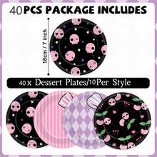 10 Stücke/20 Stücke/40 Stücke/50 Stücke/Set, Kawaii Party Dekoration süße Anime Pappteller Animations-Thema Geschirr Set, Cartoon Pappteller in süßen rosa und lila Farben, ideal für Taufe, Geburtstag und andere Partys, 7 Zoll Teller