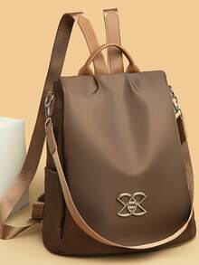 优雅防盗背包，适合女士购物和外出，大容量单肩包，女士多功能尼龙背包，学校用品，学校背包，书包，学校背包，返校，轻便，经典休闲，便携，适合少女、女大学生、新人和白领人士，非常适合返校 - 咖啡棕 - 查看 3