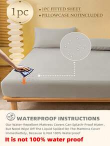 1 tấm ga trải giường chống nước màu xám nhạt, tấm bảo vệ nệm chống bụi bẩn, vỏ nệm cho giường, ga trải giường, mềm mại và thoáng khí, cho mọi kích thước giường - ga trải giường đôi, cỡ lớn, cỡ King, cỡ Queen, túi sâu lên đến 11,8 inch, ga trải giường thoáng khí, không nhăn, tốt hơn cho giấc ngủ, có thể giặt bằng máy, dùng cho phòng ký túc xá, phòng khách, ga trải giường học sinh - Màu Xám nhạt - Xem 2