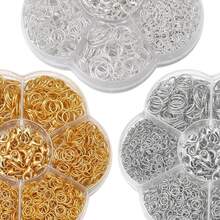 1 caja de anillos de salto, Kit de accesorios de joyería para principiantes, anillo de salto abierto, fabricación de joyas, llavero, reparación de collares con herramienta abridor 47S3 - Dorado - Ver 1