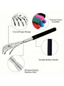 6/3/2/1pc Extendable Back Scratcher Portable Telescoping Metal Stainless Steel Back Scratchers Hand Massager - Multicolor - View 5