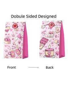 12个粉色主题图案礼品袋 - 彩色 - 查看 7