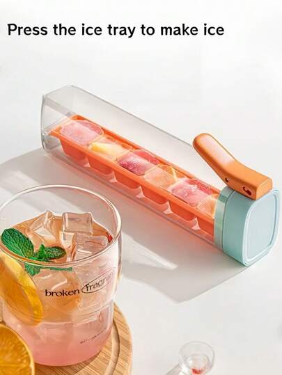 قالب ثلج بوظيفة الضغط، زجاجة مياه للثلاجة، حاوية مكعبات ثلج منزلية مصنوعة يدويًا، قالب تخزين ضروري