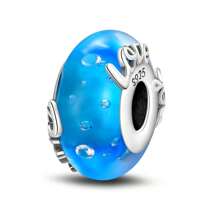1 Piece Sterling Silver Luminous Charm Bead, Suitable For Original Bracelets, 100% 925 Pure Silver, Exquisite Style, Women's Jewelry Gift, Jewelry, Exquisite Snowflake Sky Blue Glass Cat Eyes, A Gift For Girls