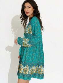 SHORT PRINTED DRESS - 녹색 - 보기 2
