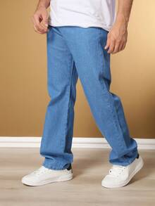 Barão Balão Men's Jeans, Wide Leg Model - Mint Blue - View 3