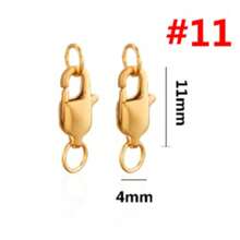 1/10 Pcs 304 Stainless Steel 18k Gold-Plated Rectangular Buckle Fishtail Buckle Spring Buckle Double Loop Lobster Clasp, Women's Stainless Steel Jewelry Lobster Clasp DIY Bracelet Necklace Connecting Clasp Buckle Head Accessories