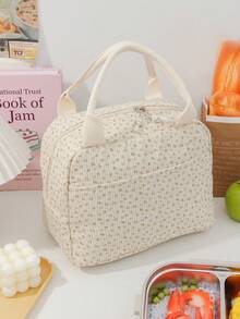 1 Stück süße Erdbeermuster Lunch Tragetasche aus Cord, isolierte Lunch Box Tasche mit großem Fassungsvermögen, Bento Tasche mit Fächern, wasserdichte Kühltasche, multifunktionale isolierte Lunch Box, wiederverwendbare Kühltasche für Getränke, Picknicktasche - Verschiedenfarbig - Übersicht 13