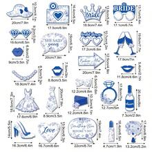 24pcs "Blue Theme" Photography Props, Suitable For Bridal Shower, Bachelorette Party, Wedding, Engagement Party, And "Eve Of Wedding" Themed Bridal Shower Decor - Multicolor - View 4