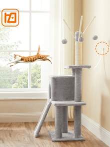 FEANDREA Cat Tree, Cat Tower For Indoor Cats, Kittens, Light Grey - 淺灰色 - 查看 7