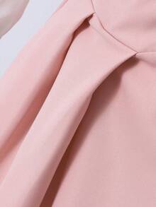 Girls' Lace Patchwork Turndown Collar Shirt With Suspender Skirt, Suitable For Spring And Autumn