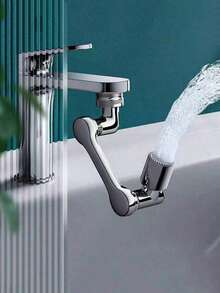 1个1080度旋转水龙头延长器，采用ABS和铜合金材质，适用于家庭浴室和厨房水龙头安装，节水型浴室/厨房水龙头配件，家居浴室装饰