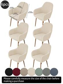 1 件卡其色纯色提花条纹弧形，经典简约设计，高弹性防尘可拆卸可洗全罩椅套，适用于酒店、客厅、书房、餐厅、日常使用，米色、黑色、秋季装饰、房间装饰、返校、学校用品 - 彩色 - 查看 21
