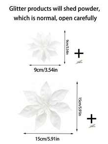 10pcs/1pc Glitter Poinsettia Artificial Poinsettia Christmas Tree Decorations (With Clips), Glitter Poinsettia, Christmas Decorations, Holiday Accessories, Christmas Tree, Wreath, Glitter Poinsettia Christmas Tree Ornaments, Holiday Decor DIY Wreath - White - View 6