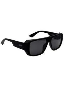 Unisex Retro Vintage Square Sunglasses With UV400 Protection - London - Matte Black - View 2
