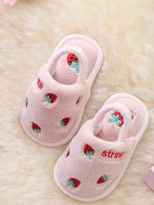 1 Coppia di pantofole alla moda e carine con ricamo a fragola, antiscivolo e calde, adatte per i bambini. Pantofole di peluche per bambini, calde per i ragazzi, antiscivolo per interni in inverno, carine per le ragazze, nuove pantofole di peluche per neonati con cartoni animati, regalo di Natale, regalo di Ognissanti, pantofole di peluche per neonati con cartoni animati, regali di Natale, regali di Ognissanti, un must per Natale, un Natale caldo, un must per Ognissanti