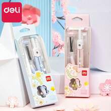 Two Pieces Student Compass Set Under The Cherry Blossom, Metal Drawing And Design, Simple And Fresh, Multi-Functional Compass