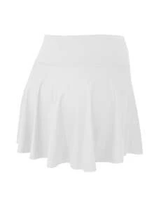 1pc Women Plus Size Athletic Skirt, High Waist Workout Running Tennis Skirt With Pockets, Casual Stylish Skort - 白色 - 查看 3