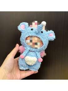 Conjunto de reemplazo de ropa y atuendo para muñecas Labulabu, juego de accesorios de moda premium con disfraces esponjosos y lindos de animales como perro, rana, elefante y oso para muñecas Labubuu de 17 cm/15 cm de pie/sentadas (sin muñeca)