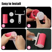 2pcs Reusable Lint Roller Brush Set, With Roller Replacements, Manual Pet Hair Fuzz Remover, For Clothing & Pet - 粉色 - 查看 6
