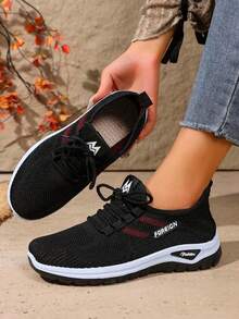 Women's Slip-On Mid-Top Casual Sports Shoes - Breathable Synthetic Cover & Mesh Upper, Vibrant Green & Orange Accents, EVA/PVC Cushioned Sole For All-Day Comfort - Versatile For Work, Running Errands & Casual Attire, Ladies Sneakers, Workwear Sneakers, Stylish Slipons, Modern Sneakers, Durable Traction, Comfortable Fit - màu đen - Xem 3