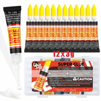 6/12/24pcs Super Glue Transparent, Strong Adhesive, Super Glue Quick-Drying Cyanoacrylate Glue, Suitable For Nail Art, Plastics, Metals, Electrical Appliances, Ceramics, Toys, Wood, Rubber, Paper, Gemstones, Glass, Leather, Stone, Rubber, Rhinestone Jewelry, DIY Handicrafts And Other Bonding.