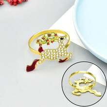 1 قطعة/6 قطع/12 قطعة من حلقات المناديل ذات العناصر الكريسماسية، حلقات معدنية ذهبية دائرية، حاملات مناديل بلون واحد صلب، حلقات معدنية مصقولة من السبائك، بتصميم منقوش مجوف، ديكور عيد الميلاد، ديكور طاولة الطعام، حفلات الزفاف والأعياد والولائم - متعدد الألوان 1 - مشاهدة 5