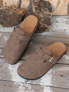 男士春夏新款复古穆勒鞋，休闲宽松休闲鞋，闭趾平底穆勒鞋，配有可调节搭扣，有秋冬保暖款和非保暖款可选。 - 棕色 - 查看 7