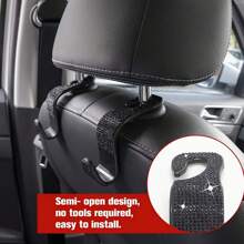 Sparkling Rhinestone Car Seat Headrest Hook, Durable Backseat Storage Hanger For Purse, Bag, Coat - Organizer Accessory, Fit For SUV, Truck, Sedan - one-size - View 4