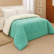 Sherpa Comforter Blanket And Blanket Double Queen Thick - màu xanh lá - Xem 1